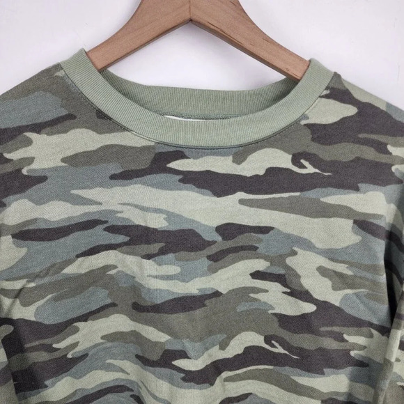 Caslon Womens Long Sleeve Crew Neck Fleece Sweatshirt Green Spring Camo Sz S NWT - Picture 5 of 10